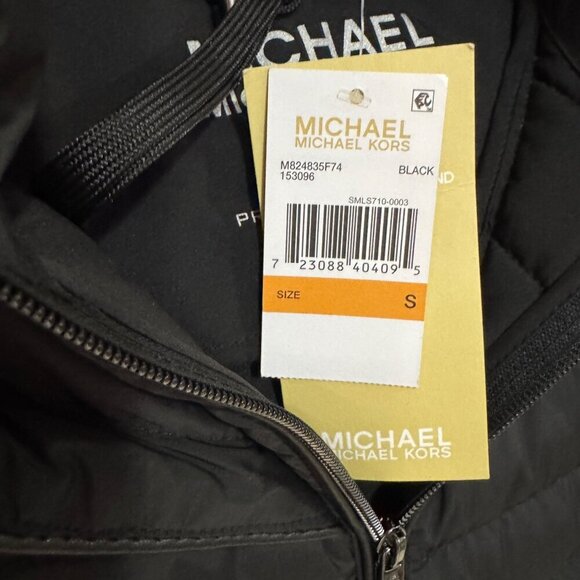 Michael Kors Hooded Packable Down Puffer Jacket Black Small MSRP $275 - Picture 3 of 9